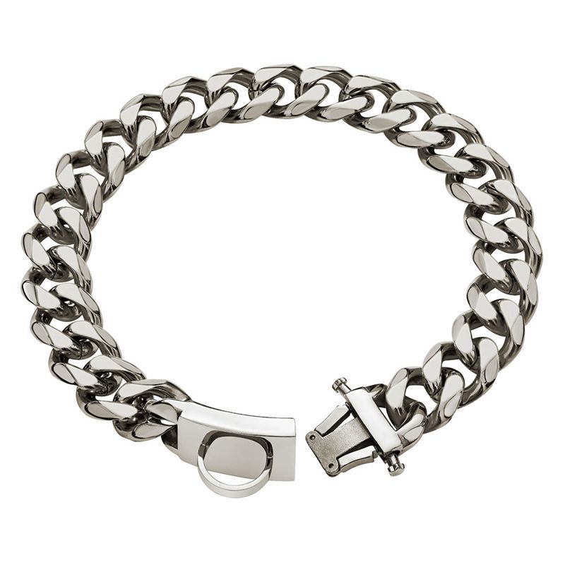 KFX-9467197 Durable Stainless Steel Dog Collar for Medium and Large Breeds - Anti-Bite Chain Design, Multiple Sizes Available