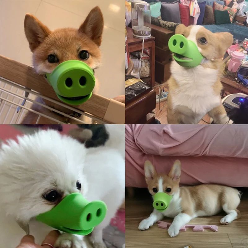 KFX-9468477 Dog Anti-Bite Mouth Cover for Long-Mouthed Pets - Silicone Training Accessory in Green and Blue