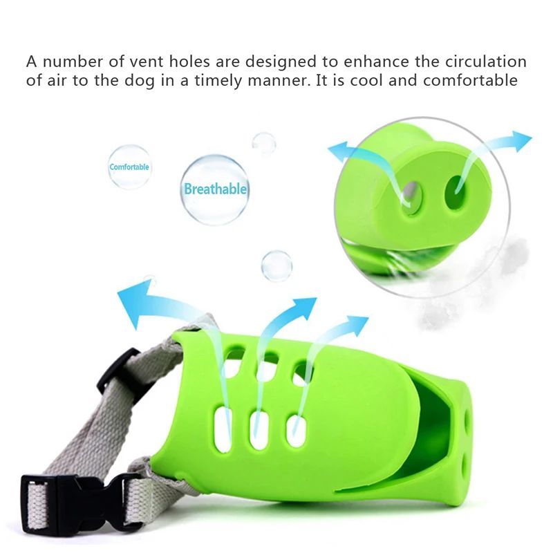 KFX-9468477 Dog Anti-Bite Mouth Cover for Long-Mouthed Pets - Silicone Training Accessory in Green and Blue