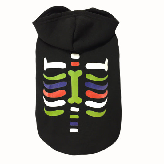KFX-9470269 Holiday Dress Coat and Cotton Sweater for Small and Medium-sized Dogs in Halloween Bones Design