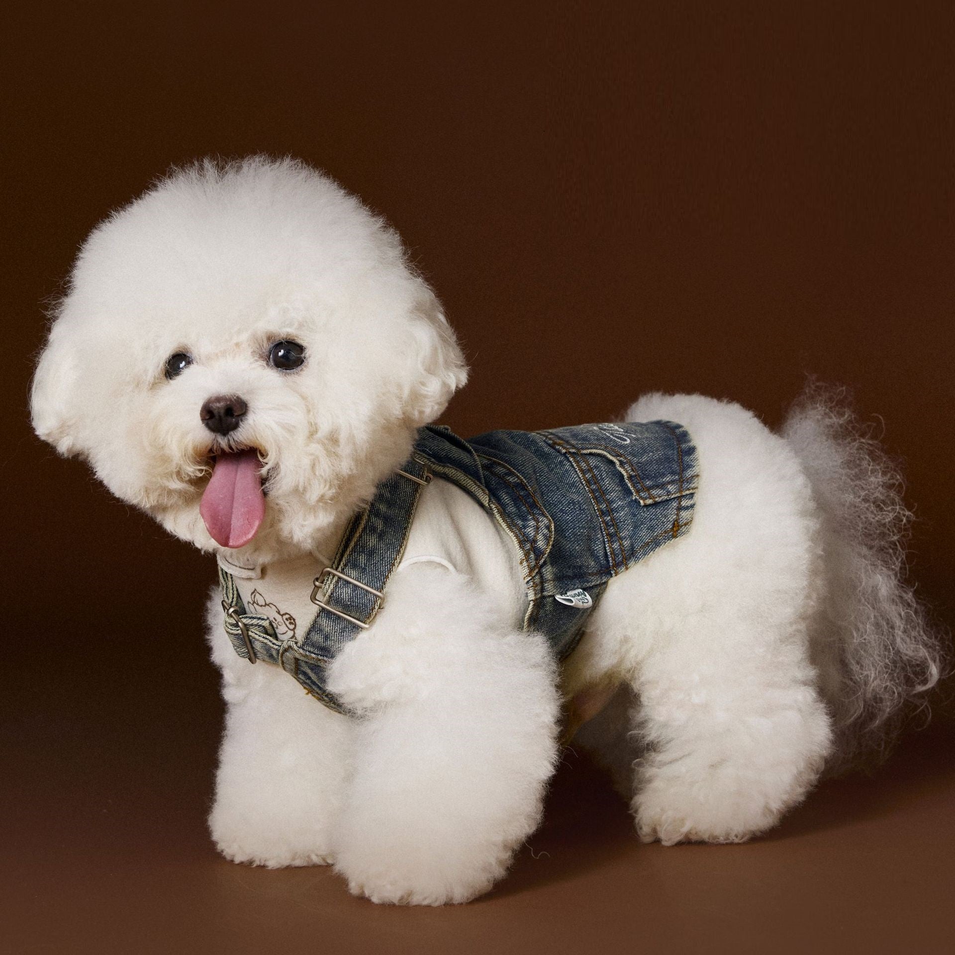 KFX-9470781 Denim Suspender Skirt for Small and Medium Dogs - Casual Sleeveless Design, 100% Cotton