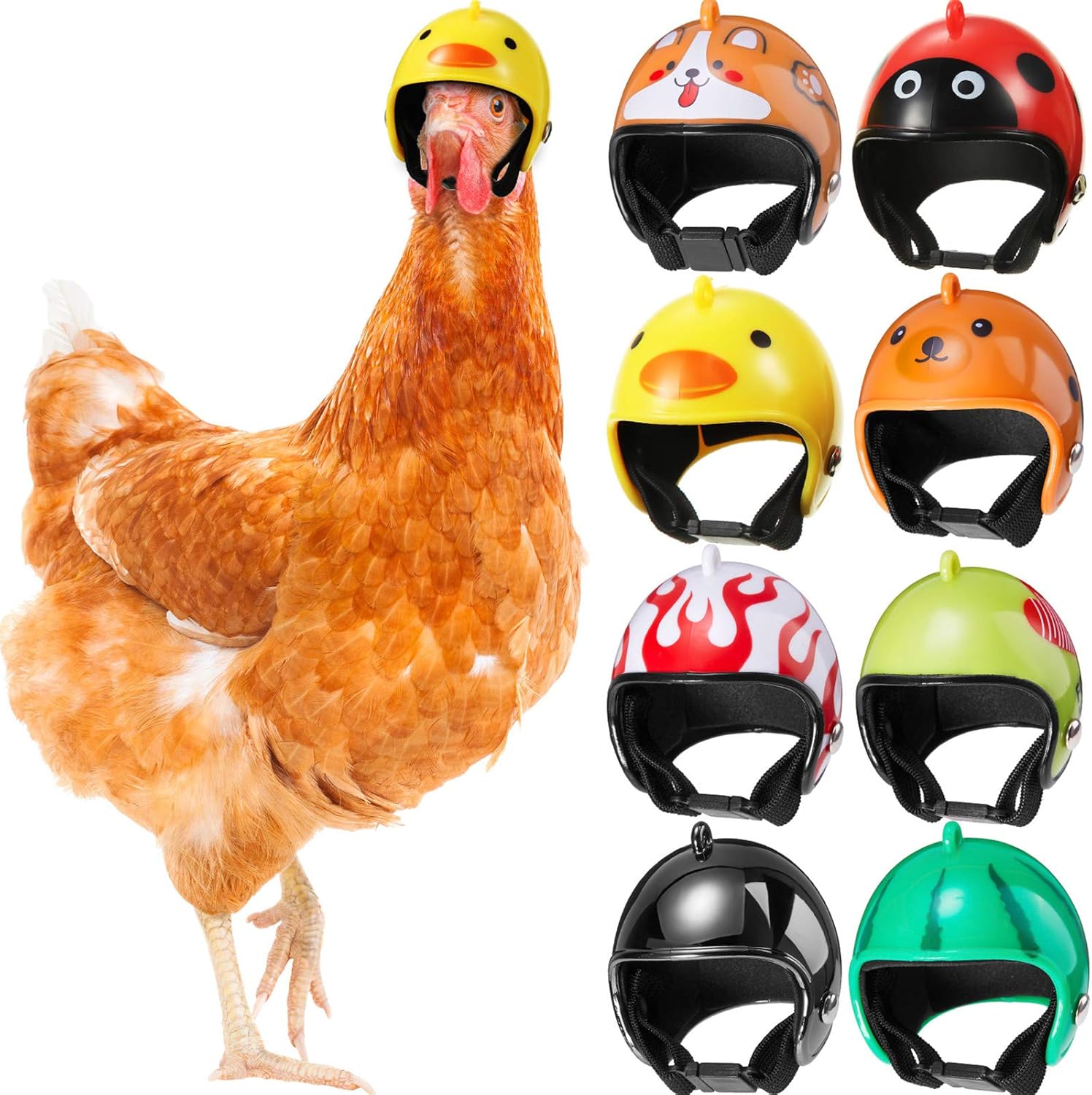 KFX-9472445 Adjustable Chicken Helmet with Sponge Lining - Protective Headwear for Small Pets and Birds