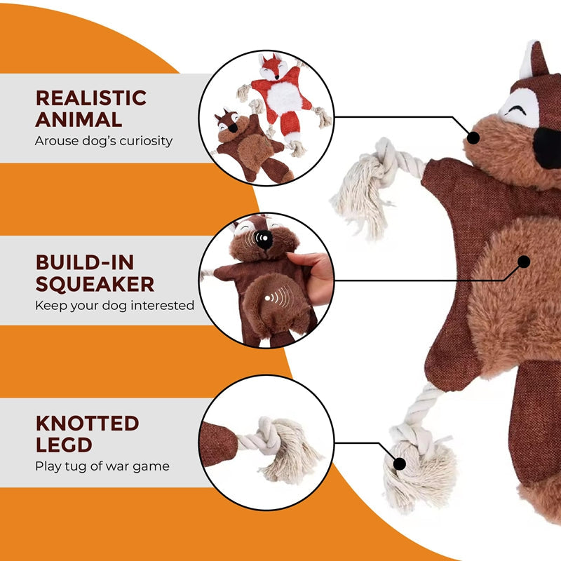 KFX-9472573 Durable Plush Dog and Cat Toys - Squeaky Animal Chew Toys for All Breeds