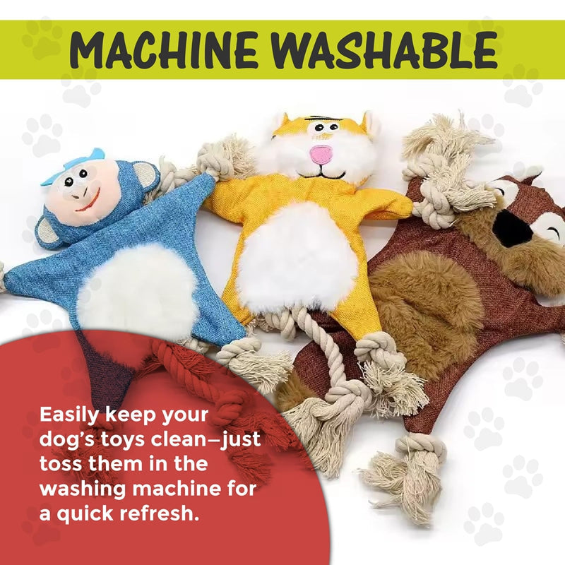 KFX-9472573 Durable Plush Dog and Cat Toys - Squeaky Animal Chew Toys for All Breeds