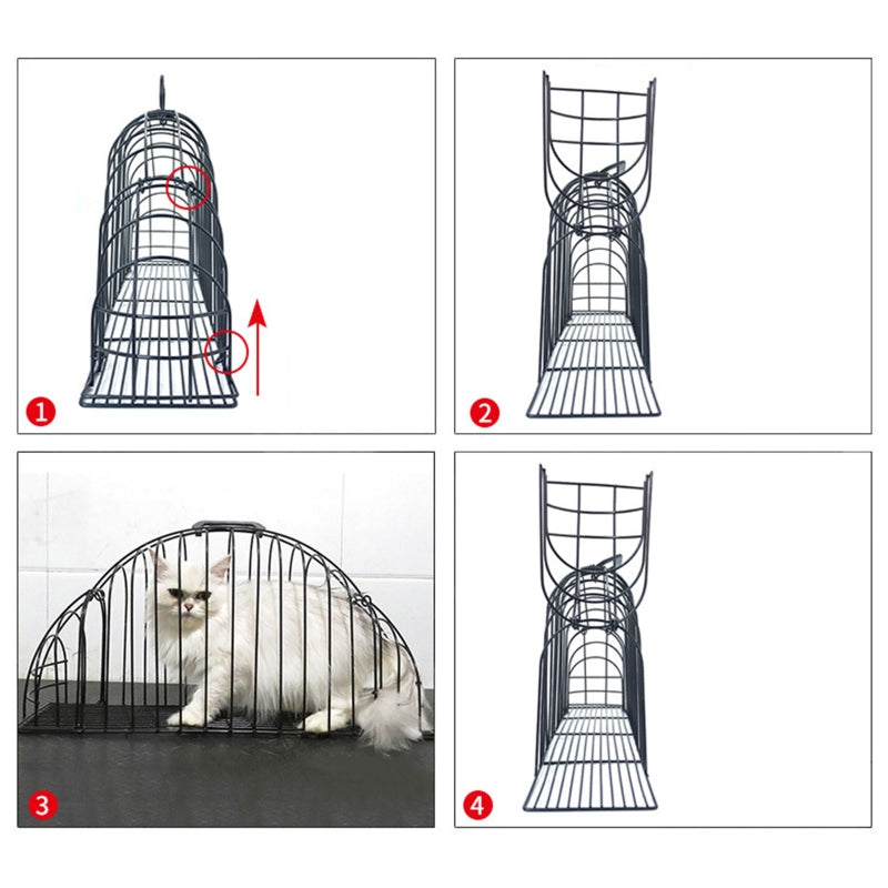 KFX-9472829 Stainless Steel Cat Bath and Transport Cage for Pets Under 3 kg - Compact Size 46.5*14*17.5cm
