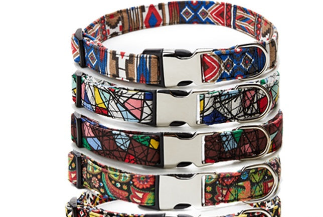 KFX-9472957 Colorful Ethnic Style Semi-Metal Buckle Collar for Pets - G-6235