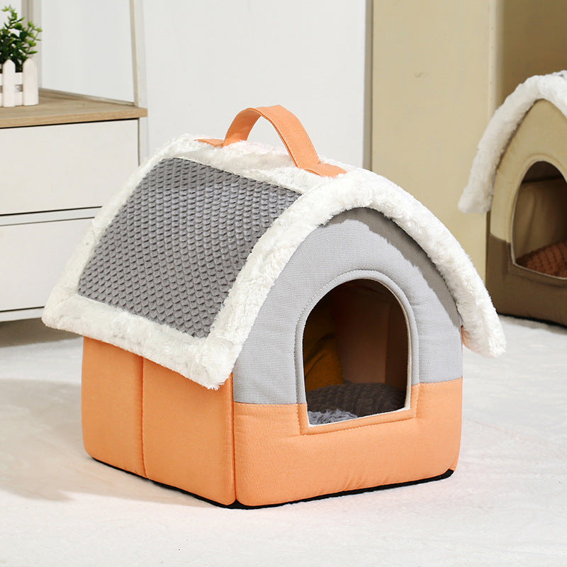 KFX-9475005 Foldable Dog House Kennel Bed Mat for Small and Medium Pets, Winter Warm Cat Nest, Puppy Cave Sofa