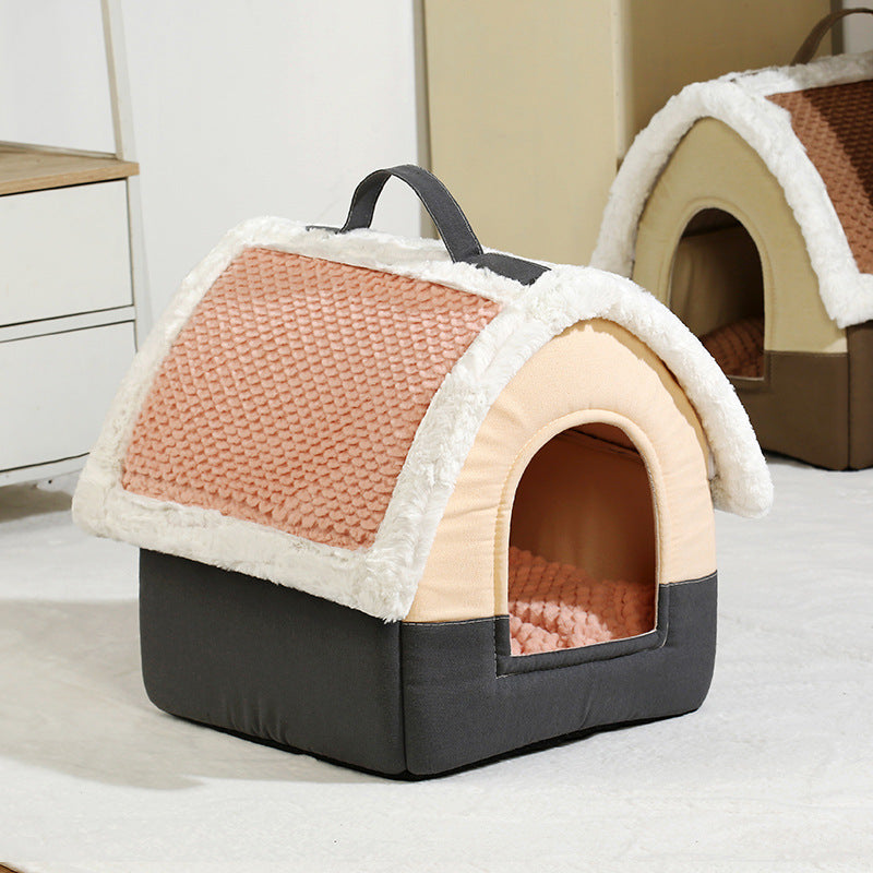 KFX-9475005 Foldable Dog House Kennel Bed Mat for Small and Medium Pets, Winter Warm Cat Nest, Puppy Cave Sofa