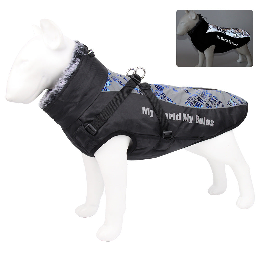 KFX-9475389 Reflective Padded Coat for Pets - Waterproof Cotton in Various Colors and Sizes