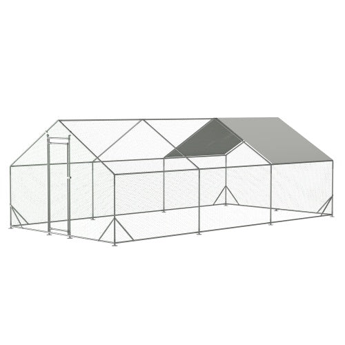 KFX-9476413 Large Walk-in Chicken Coop with Galvanized Wire, Waterproof and UV-Resistant Cover, 10' L x 20' W x 6.56' H