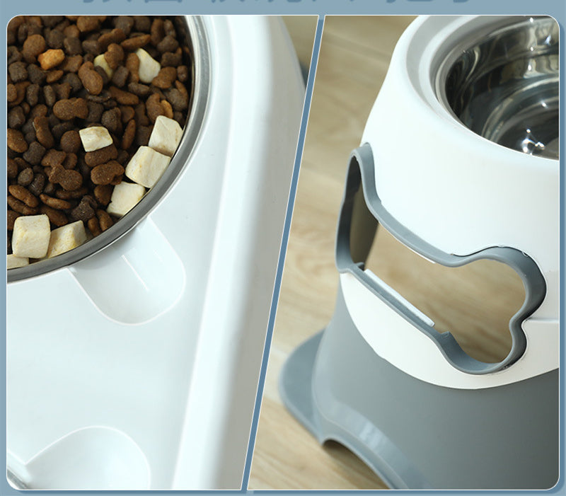 KFX-9476925 Stainless Steel Dog and Cat Feeding Bowl with Anti-Overturn Design, Double Bowl in Multiple Color Options