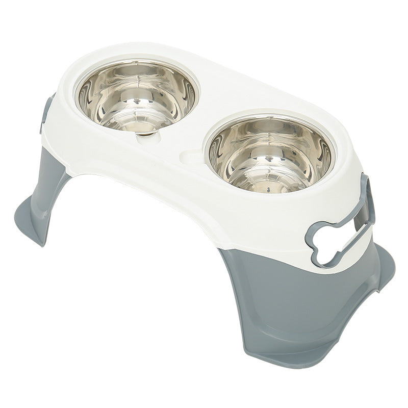 KFX-9476925 Stainless Steel Dog and Cat Feeding Bowl with Anti-Overturn Design, Double Bowl in Multiple Color Options