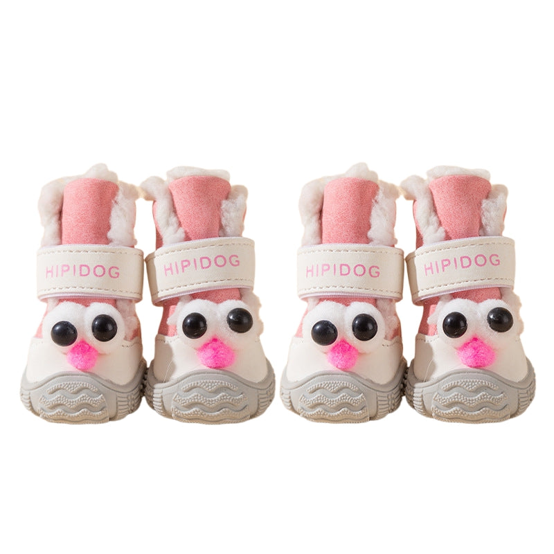 KFX-9477565 Warm Thick Cotton Dog Booties with Anti-Slip Sole for Winter Adventures