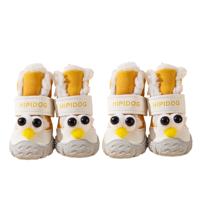 KFX-9477565 Warm Thick Cotton Dog Booties with Anti-Slip Sole for Winter Adventures