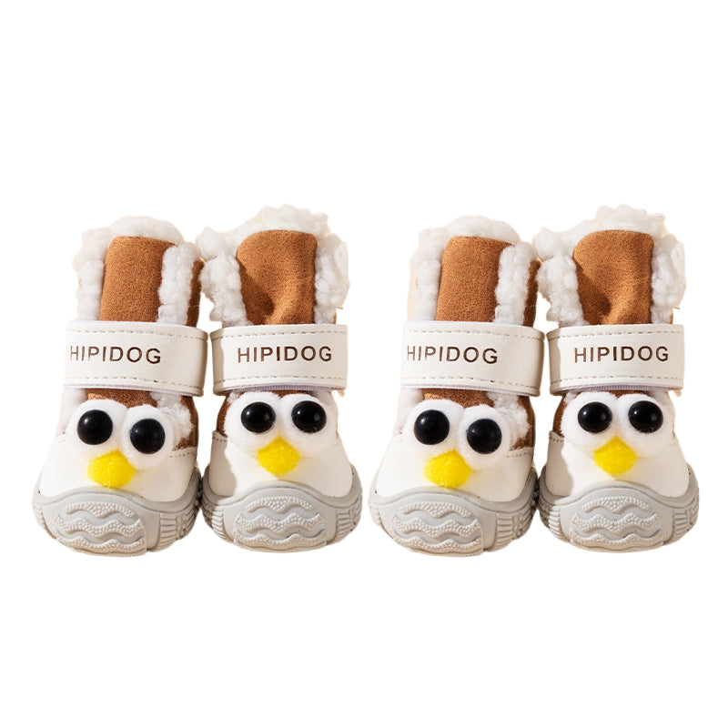 KFX-9477565 Warm Thick Cotton Dog Booties with Anti-Slip Sole for Winter Adventures