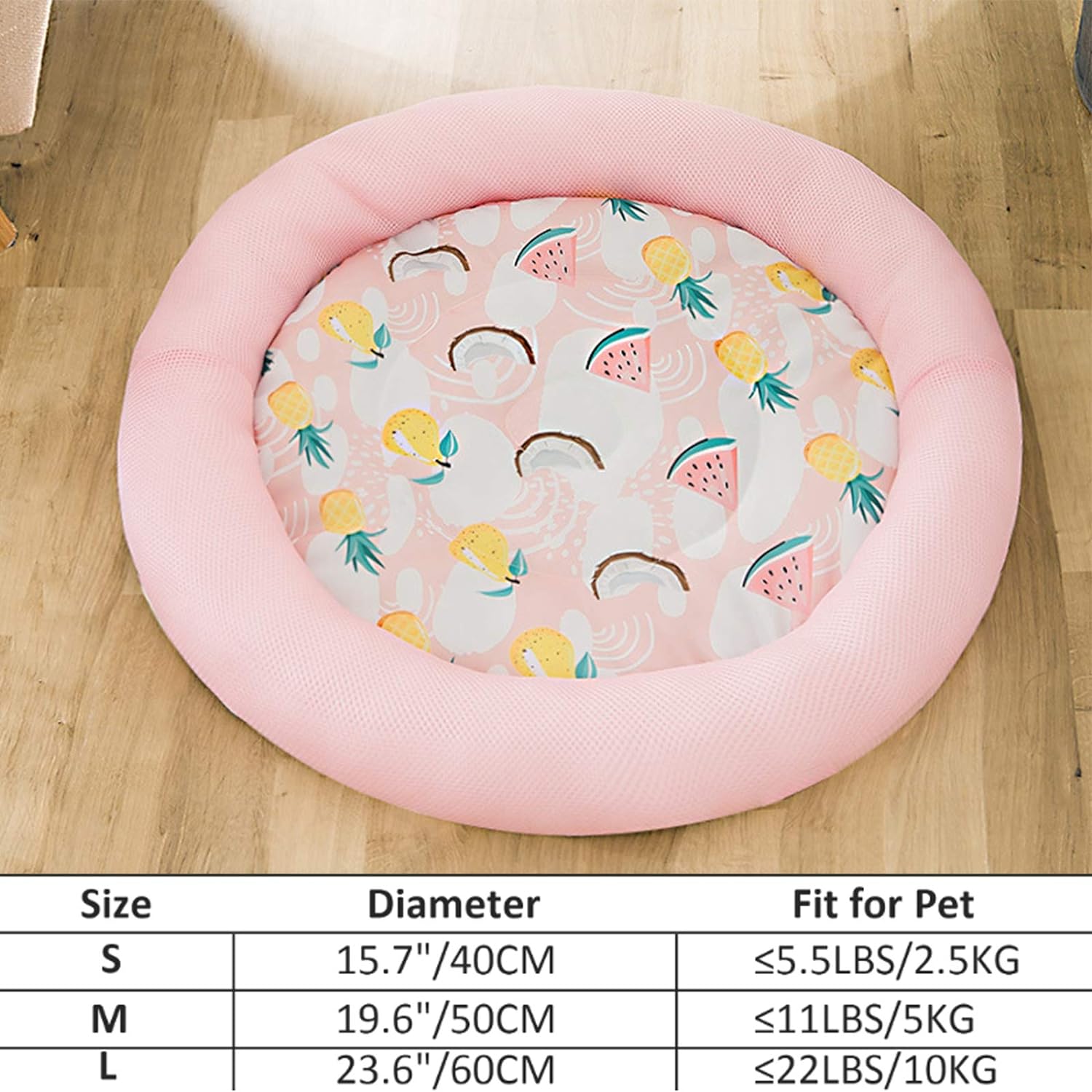 KFX-9478205 Cooling Dog Bed - Soft Summer Ice Pet Cushion, Round Breathable Mat with Waterproof Cover and Non-Slip Bottom, Washable Design