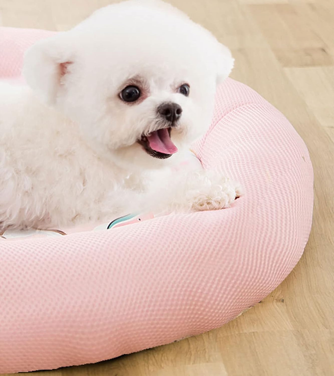 KFX-9478205 Cooling Dog Bed - Soft Summer Ice Pet Cushion, Round Breathable Mat with Waterproof Cover and Non-Slip Bottom, Washable Design