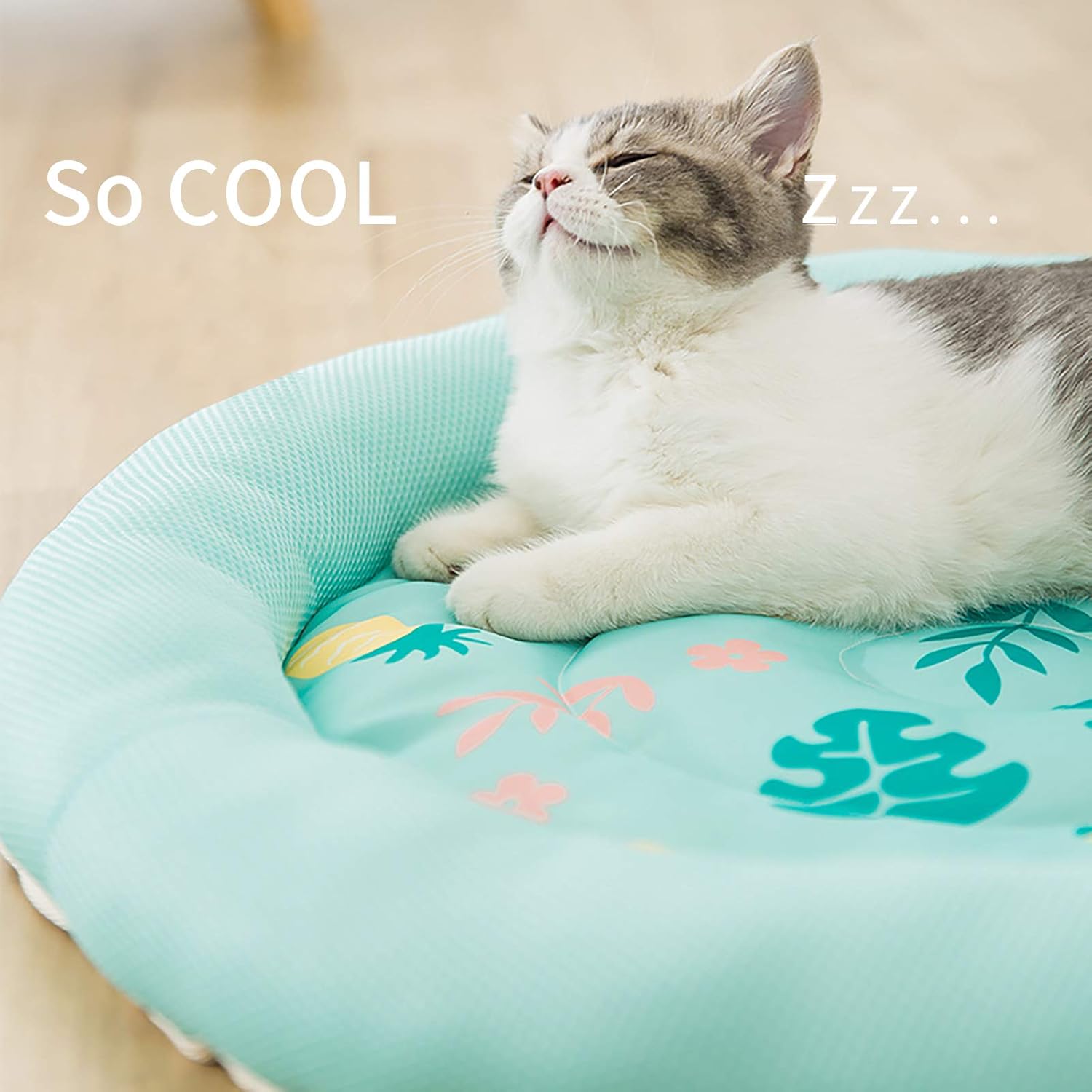KFX-9478205 Cooling Dog Bed - Soft Summer Ice Pet Cushion, Round Breathable Mat with Waterproof Cover and Non-Slip Bottom, Washable Design
