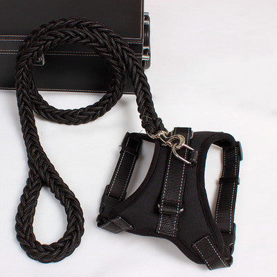 KFX-9480509 Reflective Nylon Dog Harness and Leash Set for Medium to Large Dogs - Padded and Safe for Travel