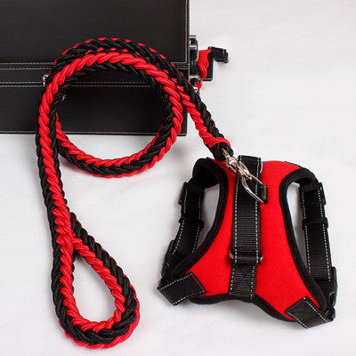 KFX-9480509 Reflective Nylon Dog Harness and Leash Set for Medium to Large Dogs - Padded and Safe for Travel