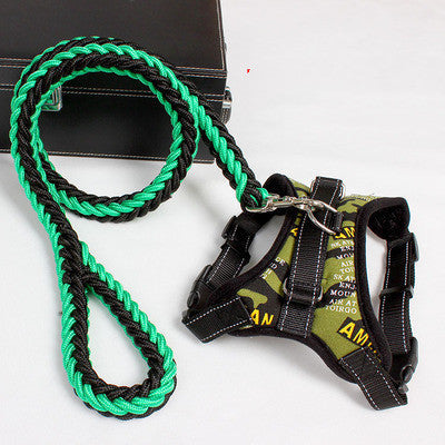 KFX-9480509 Reflective Nylon Dog Harness and Leash Set for Medium to Large Dogs - Padded and Safe for Travel