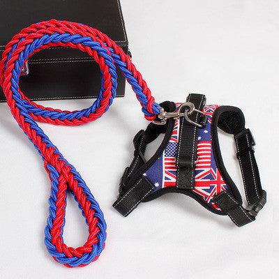 KFX-9480509 Reflective Nylon Dog Harness and Leash Set for Medium to Large Dogs - Padded and Safe for Travel