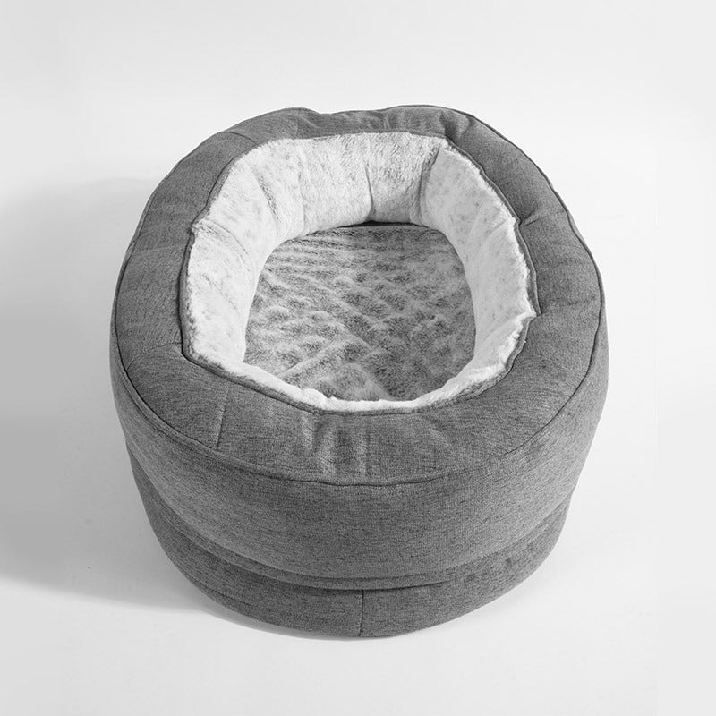 KFX-9480765 Cozy Large Oval Dog Bed in Gray Cloth for Ultimate Comfort