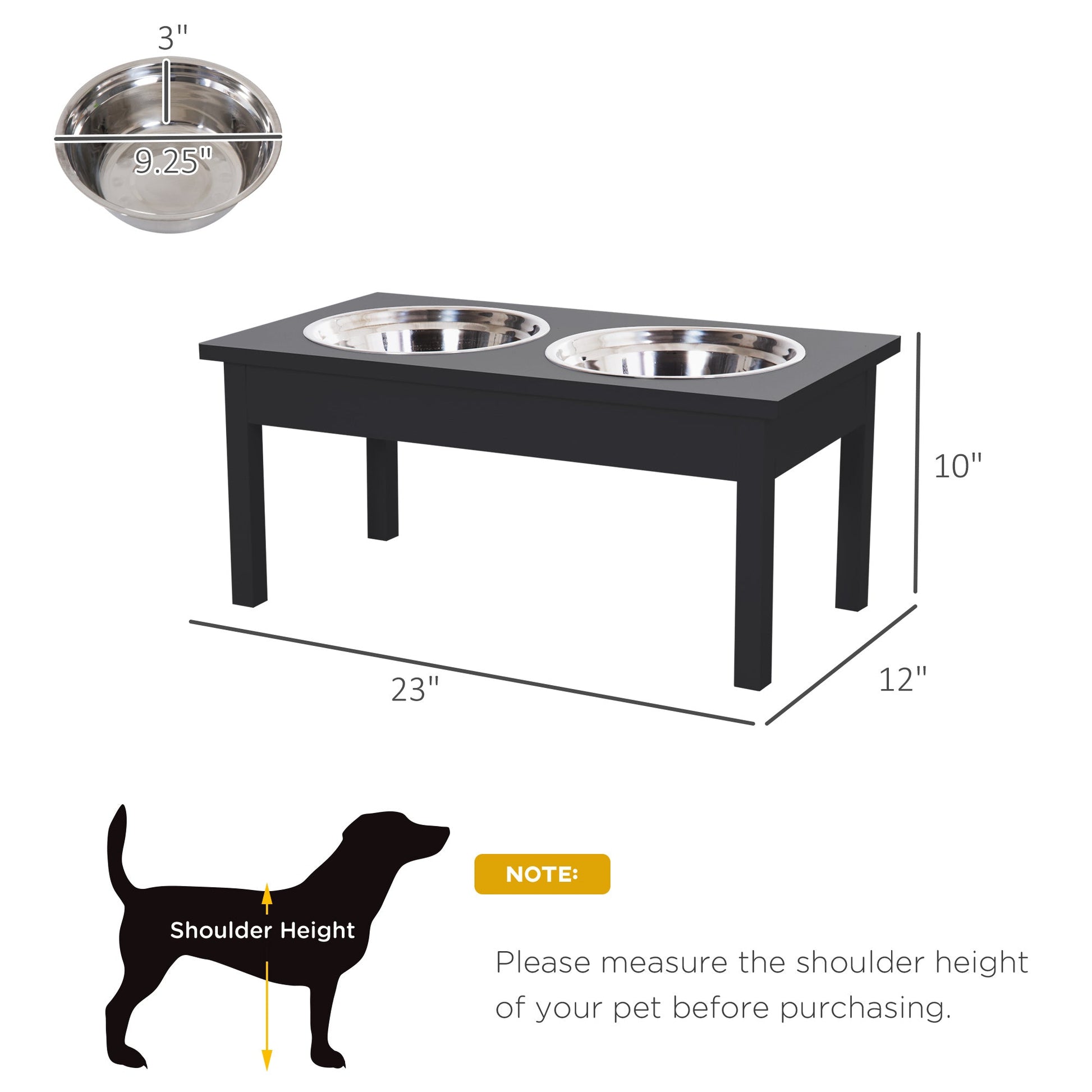 KFX-9482685 Elevated Dog Feeding Station with Stainless Steel Bowls and Non-Slip Base, 23-Inch Height