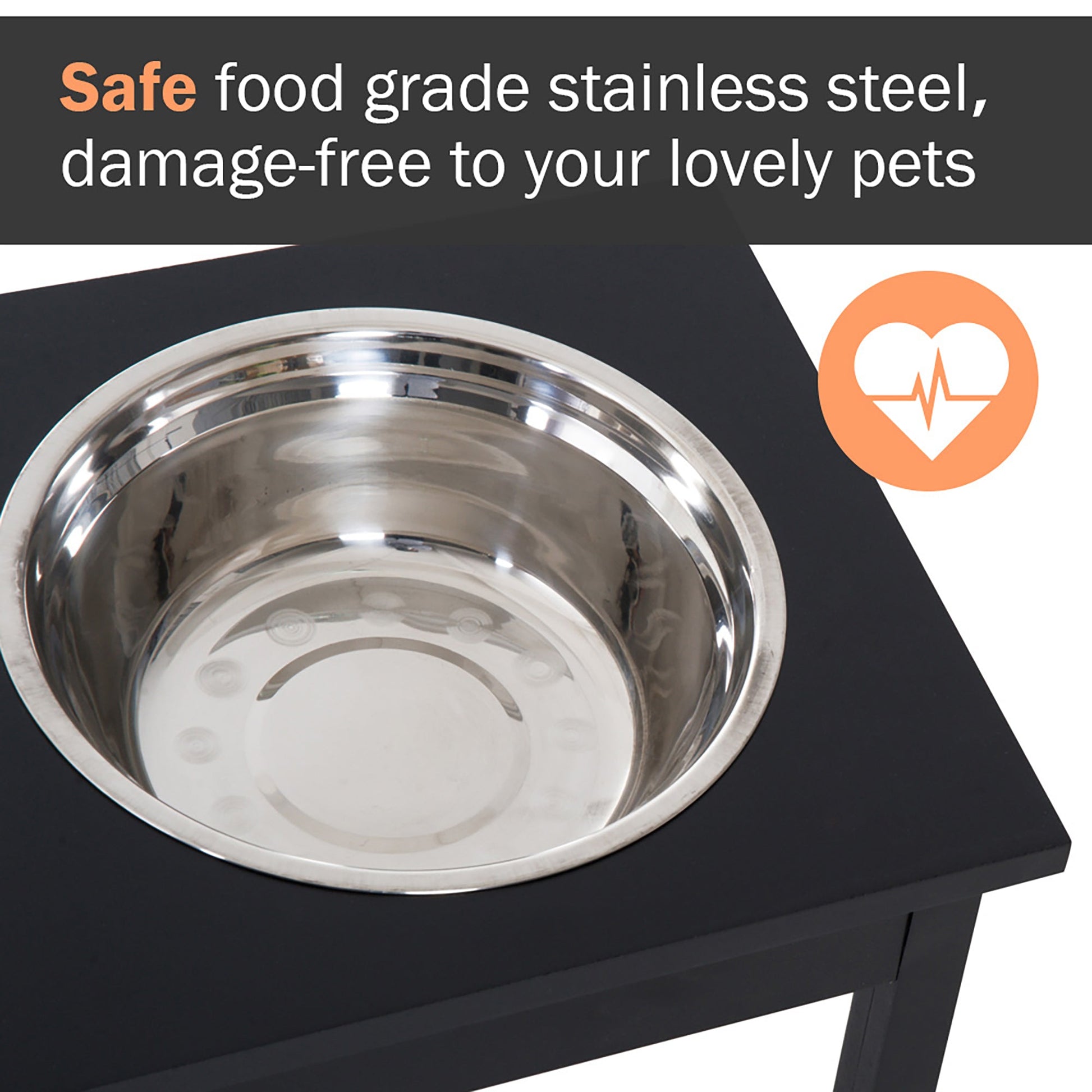 KFX-9482685 Elevated Dog Feeding Station with Stainless Steel Bowls and Non-Slip Base, 23-Inch Height