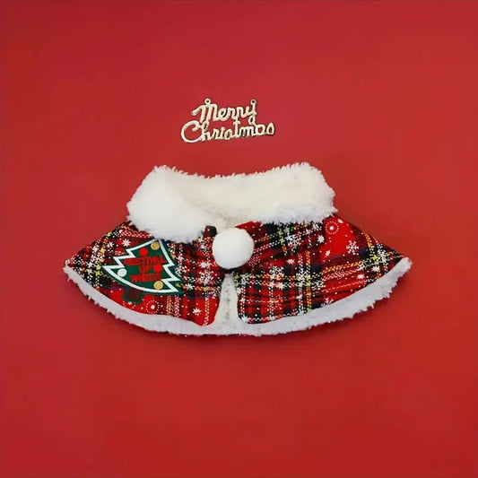 KFX-9484093 Festive Pet Scarf for Cats and Dogs, Warm Winter Cloak for Christmas and Special Occasions - Multiple Colors and Sizes Available