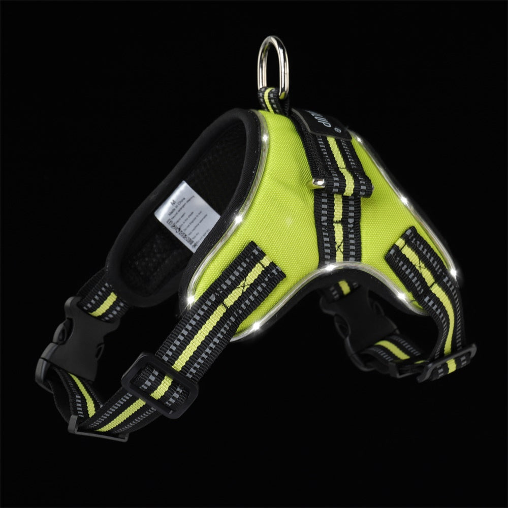 KFX-9485757 LED Glow-in-the-Dark Adjustable Dog Collar with Reflective Strips and Waterproof Design