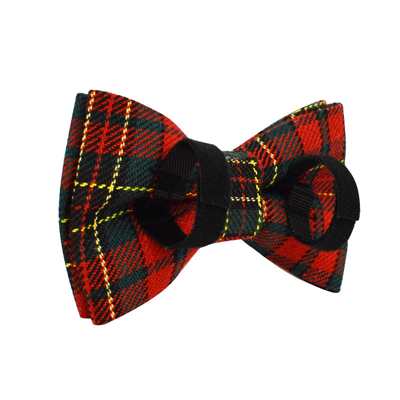 KFX-9486269 Plaid Christmas Dog Collar and Leash Set with Bow and Vest – Green Background for Festive Pets