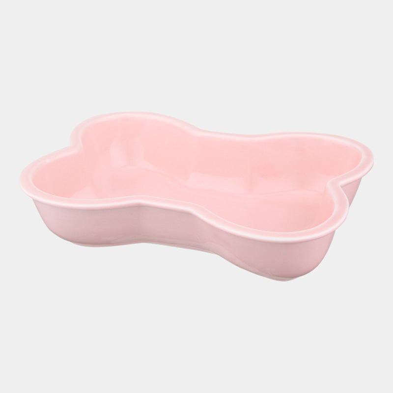 KFX-9486653 Ceramic Anti-Overturning Large Pet Bowl for Dogs and Cats with Wooden Rack