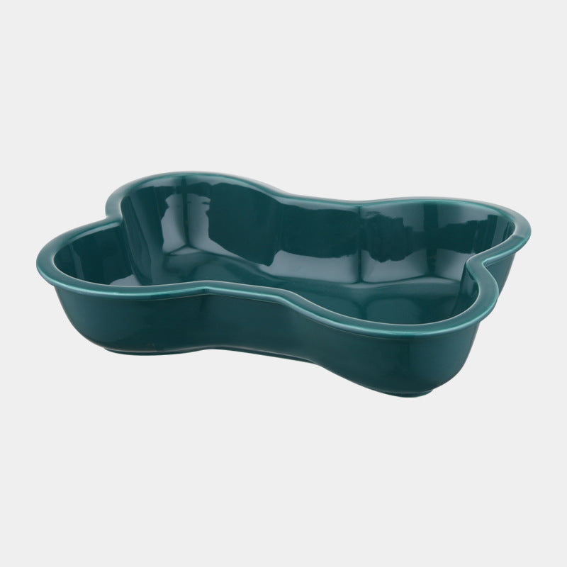 KFX-9486653 Ceramic Anti-Overturning Large Pet Bowl for Dogs and Cats with Wooden Rack