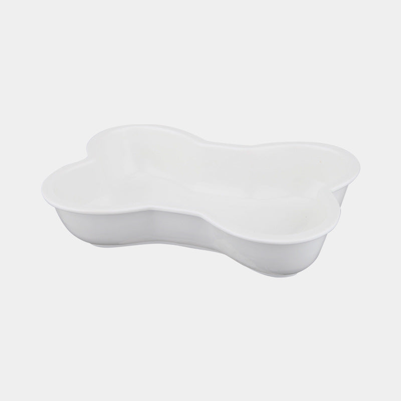KFX-9486653 Ceramic Anti-Overturning Large Pet Bowl for Dogs and Cats with Wooden Rack