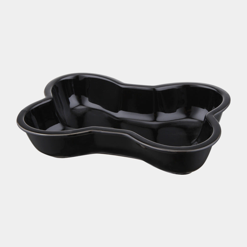 KFX-9486653 Ceramic Anti-Overturning Large Pet Bowl for Dogs and Cats with Wooden Rack