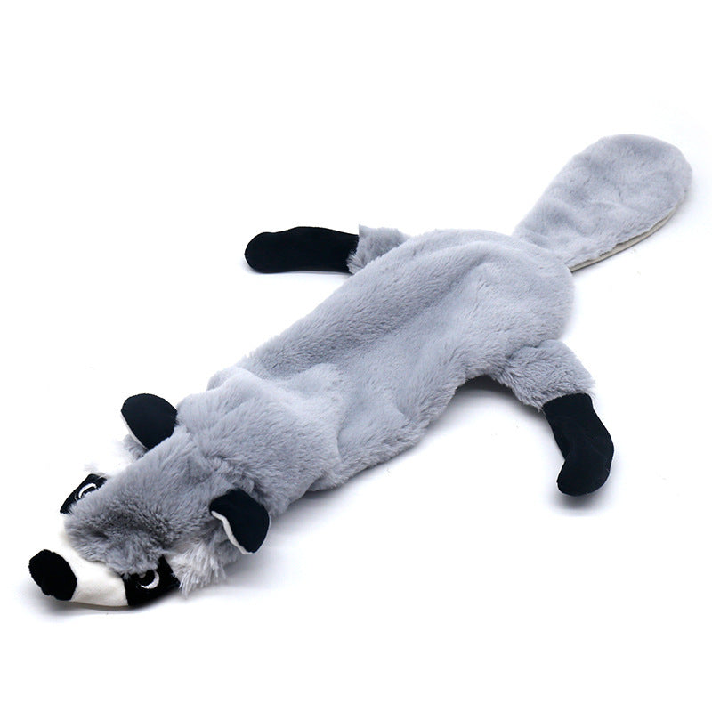 KFX-9487293 Pet Sounding Toy - Bite-resistant Plush Chomping Animal Styles in Gray Wolf, Rabbit, Raccoon, and Black Squirrel