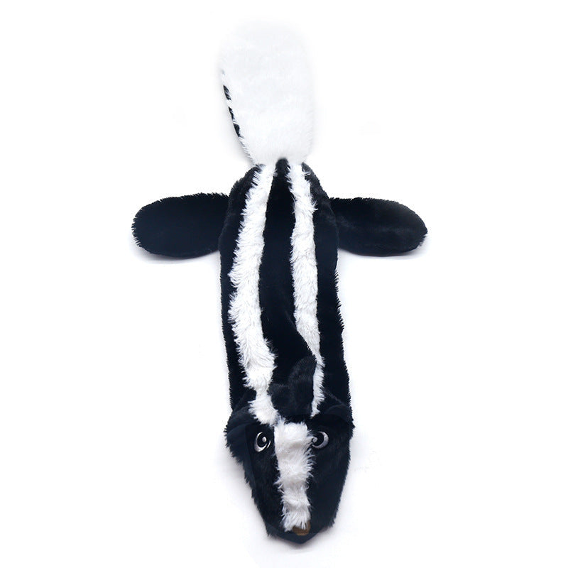KFX-9487293 Pet Sounding Toy - Bite-resistant Plush Chomping Animal Styles in Gray Wolf, Rabbit, Raccoon, and Black Squirrel