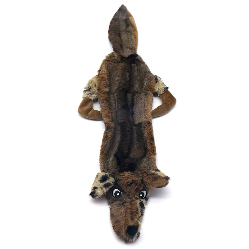 KFX-9487293 Pet Sounding Toy - Bite-resistant Plush Chomping Animal Styles in Gray Wolf, Rabbit, Raccoon, and Black Squirrel