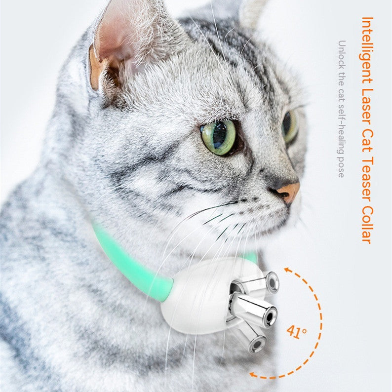 KFX-9488445 Automatic Laser Cat Teaser Collar - Rechargeable & Durable Pet Toy for Playtime Fun