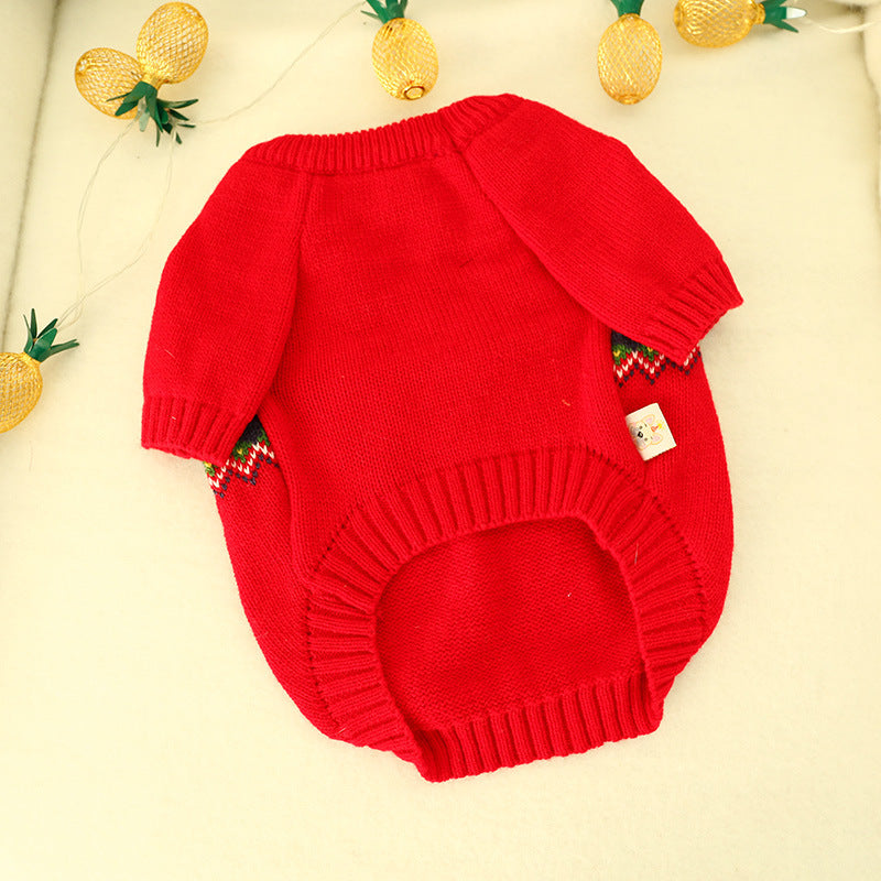 KFX-9490237 Cozy Red Acrylic Pet Christmas Sweater for Dogs and Cats