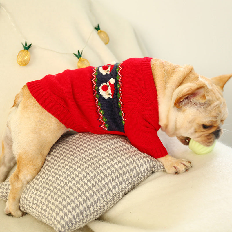 KFX-9490237 Cozy Red Acrylic Pet Christmas Sweater for Dogs and Cats