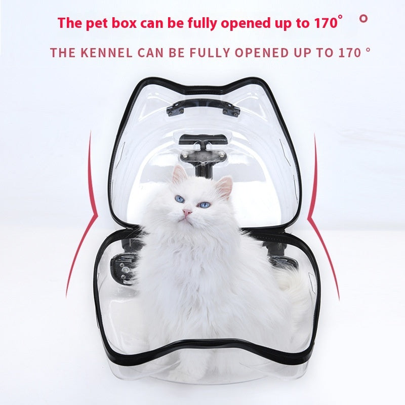 KFX-9494461 Portable Cat and Dog Trolley Bag with Transparent Bubble Box - Medium Soft Acrylic Polyester, Multiple Colors Available
