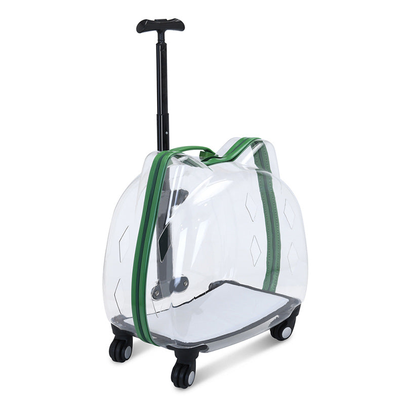KFX-9494461 Portable Cat and Dog Trolley Bag with Transparent Bubble Box - Medium Soft Acrylic Polyester, Multiple Colors Available