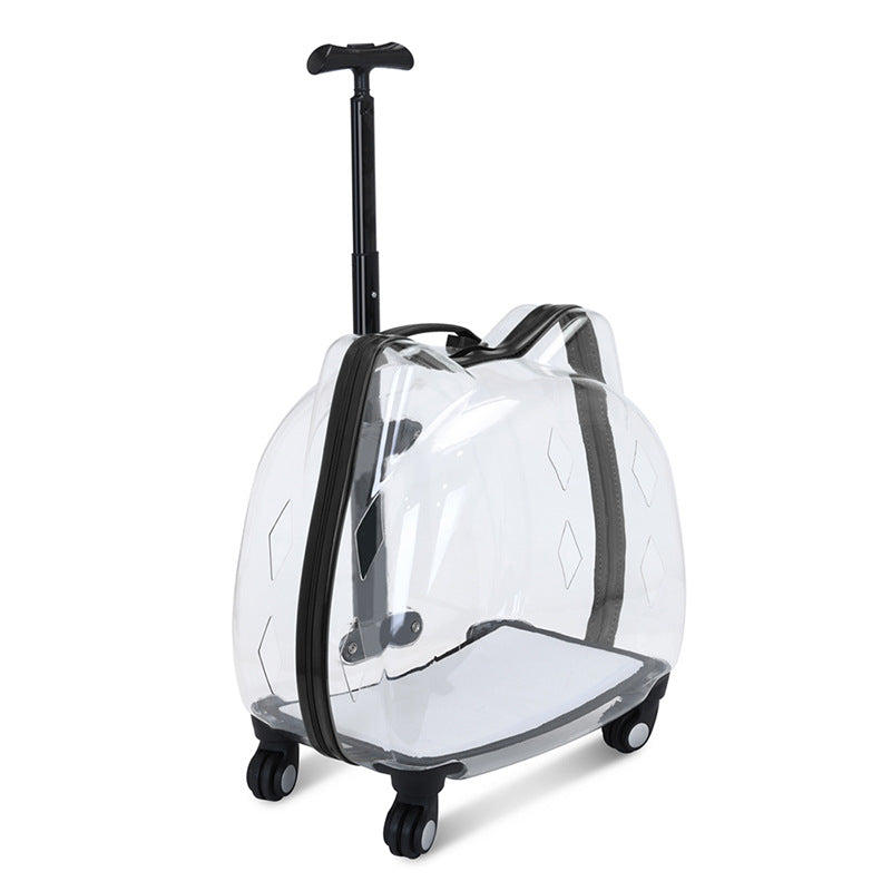KFX-9494461 Portable Cat and Dog Trolley Bag with Transparent Bubble Box - Medium Soft Acrylic Polyester, Multiple Colors Available