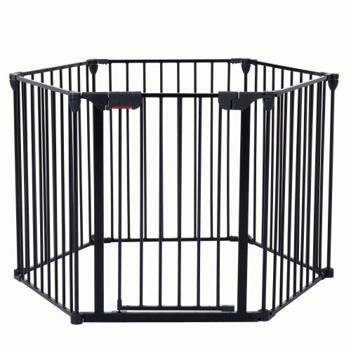 KFX-9495869 150-Inch Adjustable Safety Gate Play Yard with 6 Panels for Indoor Enclosures and Room Dividers