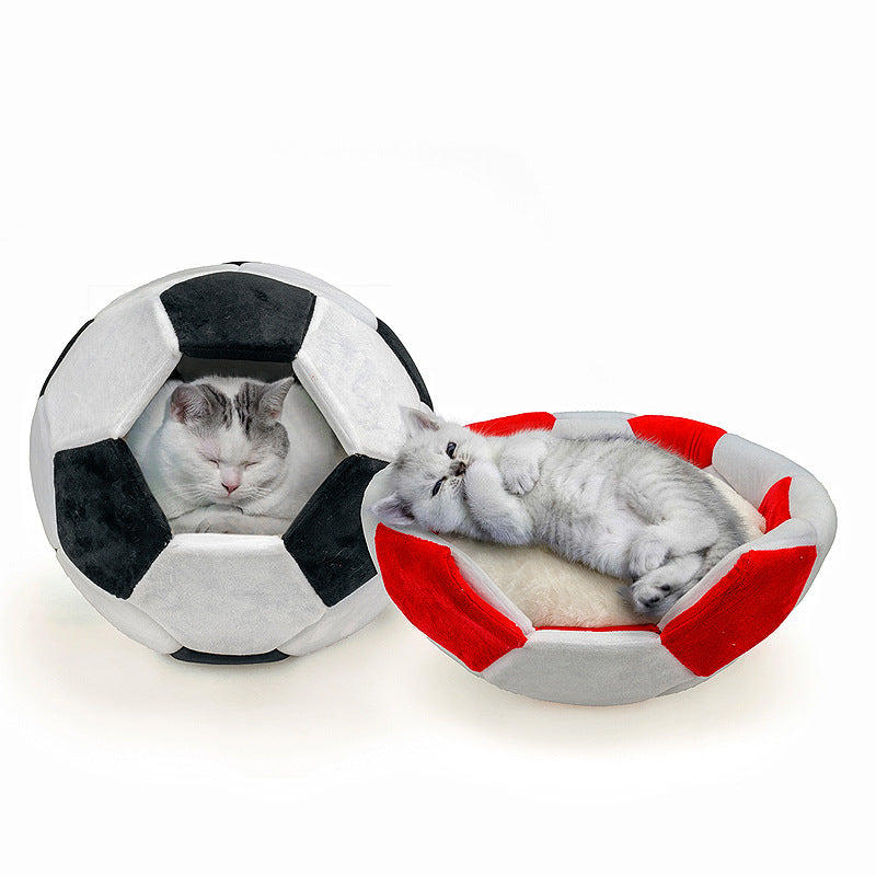 KFX-9497021 Four Seasons General Creative Cat Nest - Super Soft Plush, Black/White & Red/White, Small 40cm & Large 45cm