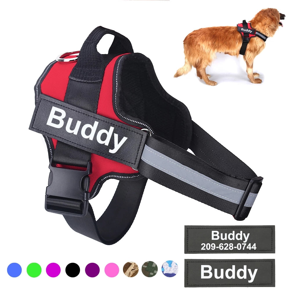 KFX-9497277 Reflective No-Pull Adjustable Dog Harness with Personalized Patch for Small to Large Dogs