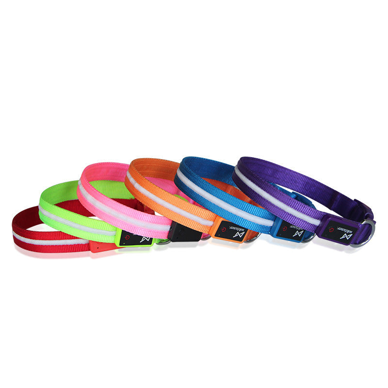 KFX-9497789 Luminous LED USB Charging Pet Leash – Adjustable Nylon Strap in Multiple Colors