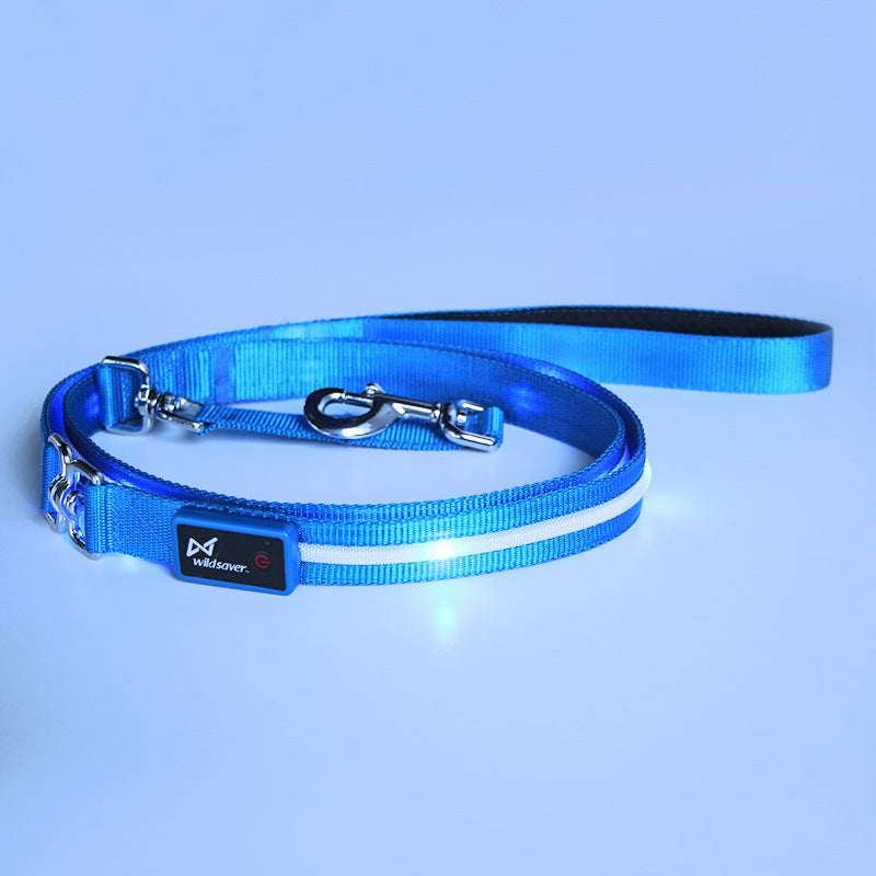 KFX-9497789 Luminous LED USB Charging Pet Leash – Adjustable Nylon Strap in Multiple Colors